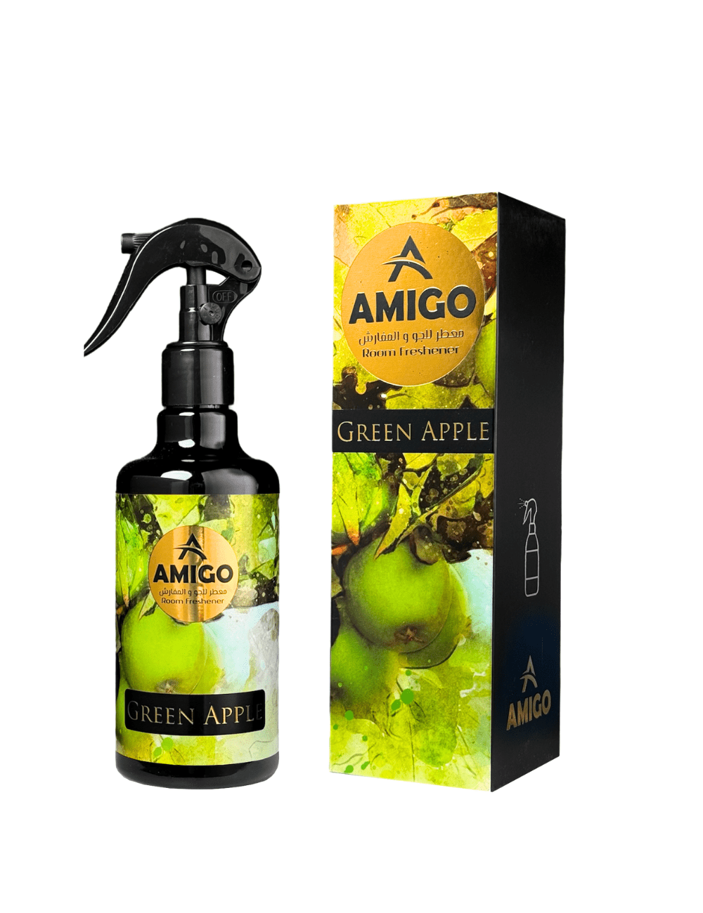green-apple-room-freshener-300ml.jpg معطر الجو أميغو برائحة التفاح الأخضر 300 مل – رذاذ برائحة التفاح الأخضر المنعشة التي تضفي لمسة من الحيوية والانتعاش على الأجواء